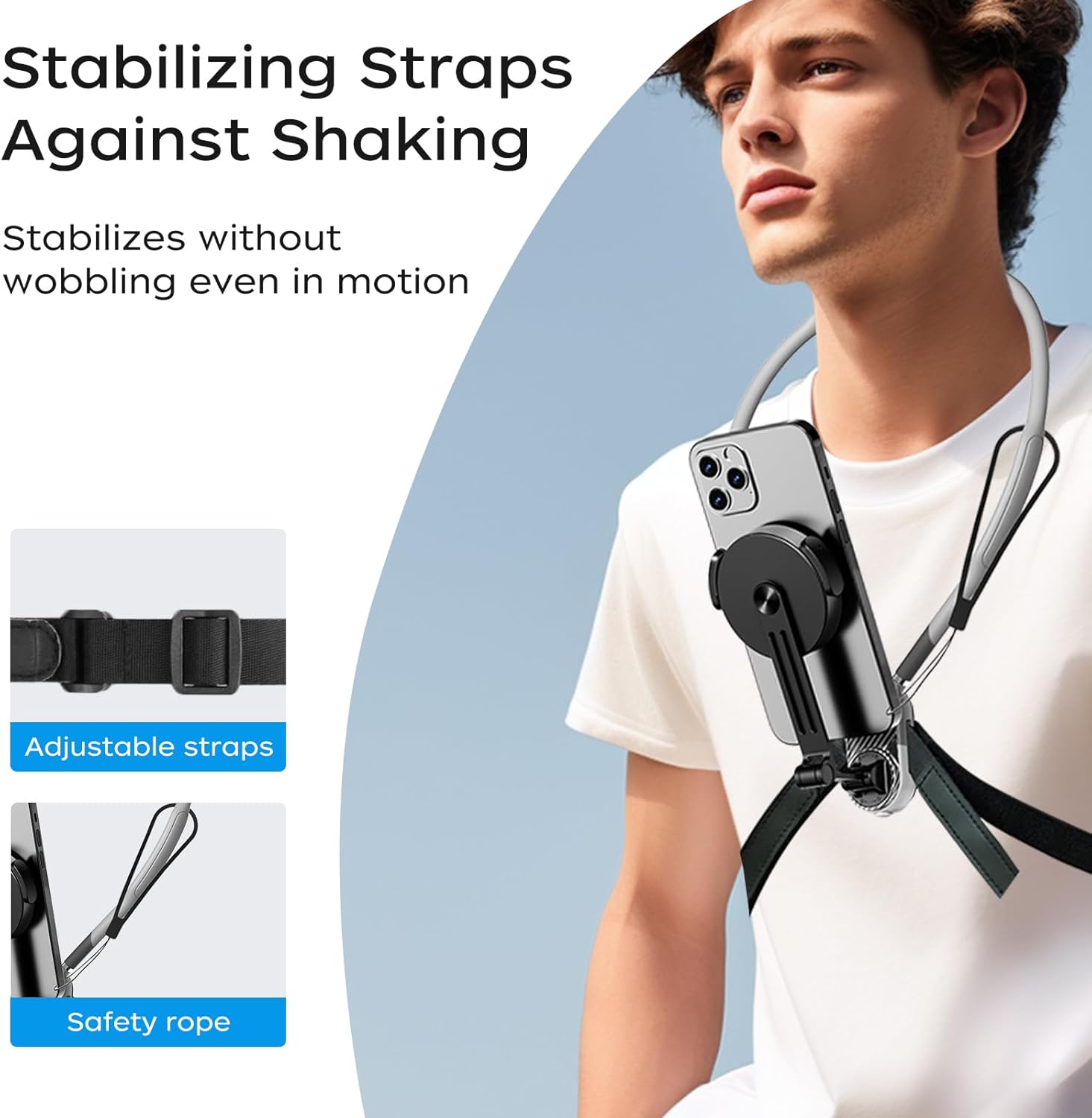 FUNSNAP Magnetic Neck Mount for Go Pro Phone Holder, Quick Release POV Video Vlog Flexible Angle Necklace Holder for GoPro Hero 13 12 11 10 9 Insta360 X3 X4 DJI Action 3 4 5 Pro iPhone Android