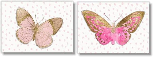 Miniatura 4 de Butterfly Wall Art Prints - Watercolor Pink Butterflies Decor - (Set of 8) - 5x7 - Unframed