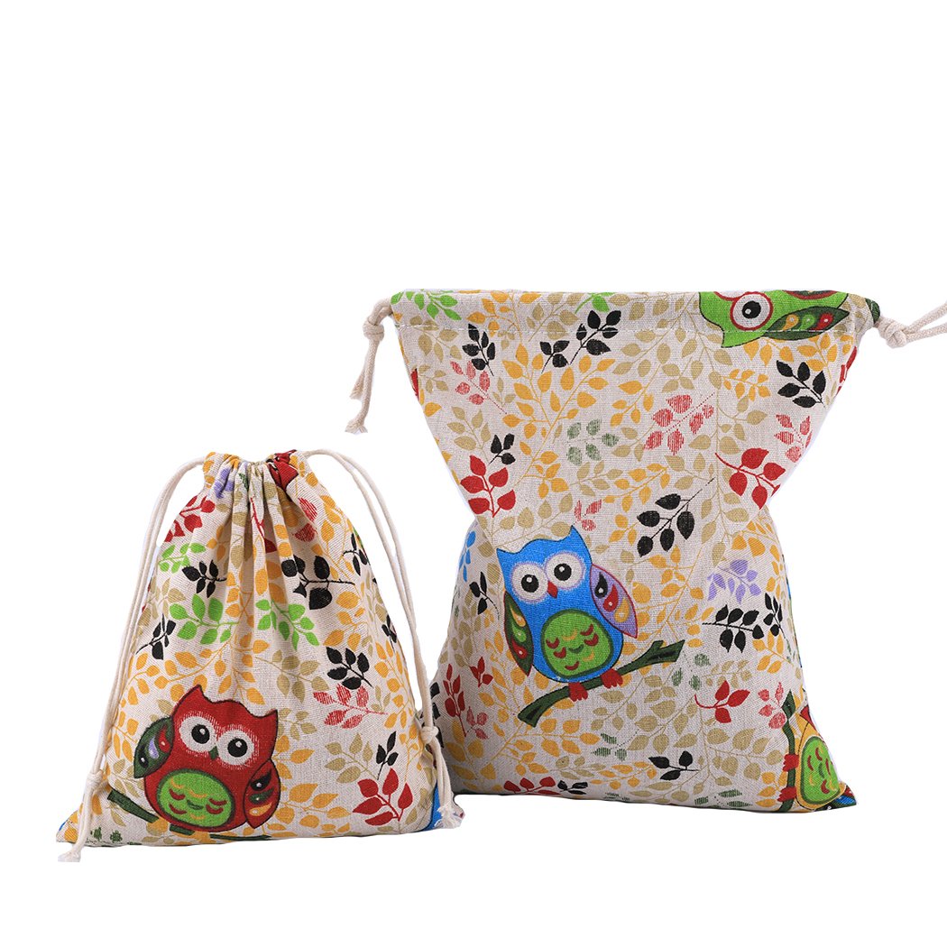 Amoyie – 3 pezzi organizer borsa cotone con coulisse per bimba abiti pannolini giocattoli matite colorate caramella regalo – Piccola sacche in 3