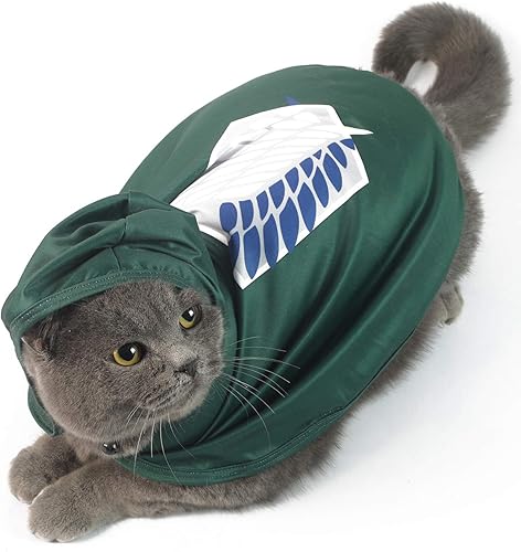 Impoosy Disfraz de gato divertido para mascotas, ropa de gatito para cosplay, camisa para cachorros para perros pequeños (M, verde)