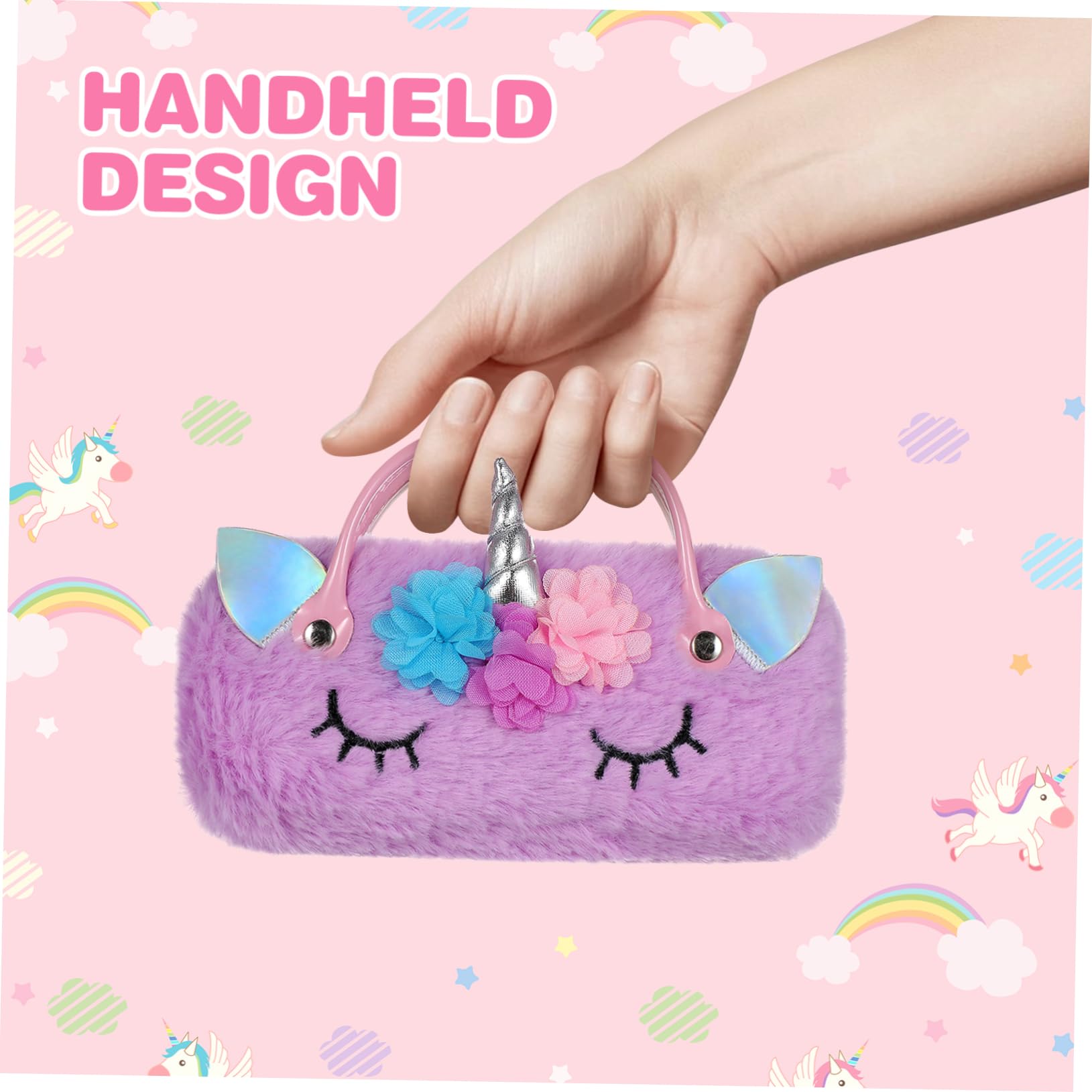 BESPORTBLE Custodia per Occhiali Unicorno Portatile 2 Pezzi Microfibra | Peluche Pu, per Lettura e Sole, Uso Quotidiano e Viaggio, Semplice e Fashion