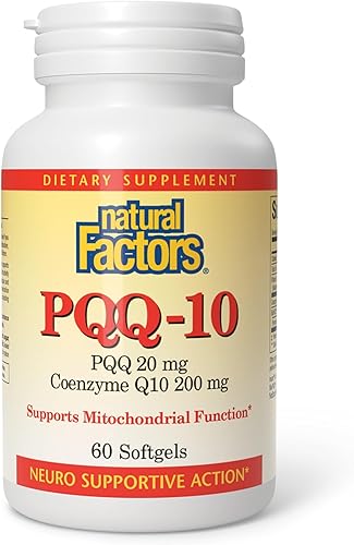 Natural Factors, PQQ-10, apoya la energía y el envejecimiento saludable, suplemento dietético, 60 cápsulas blandas (60 porciones)