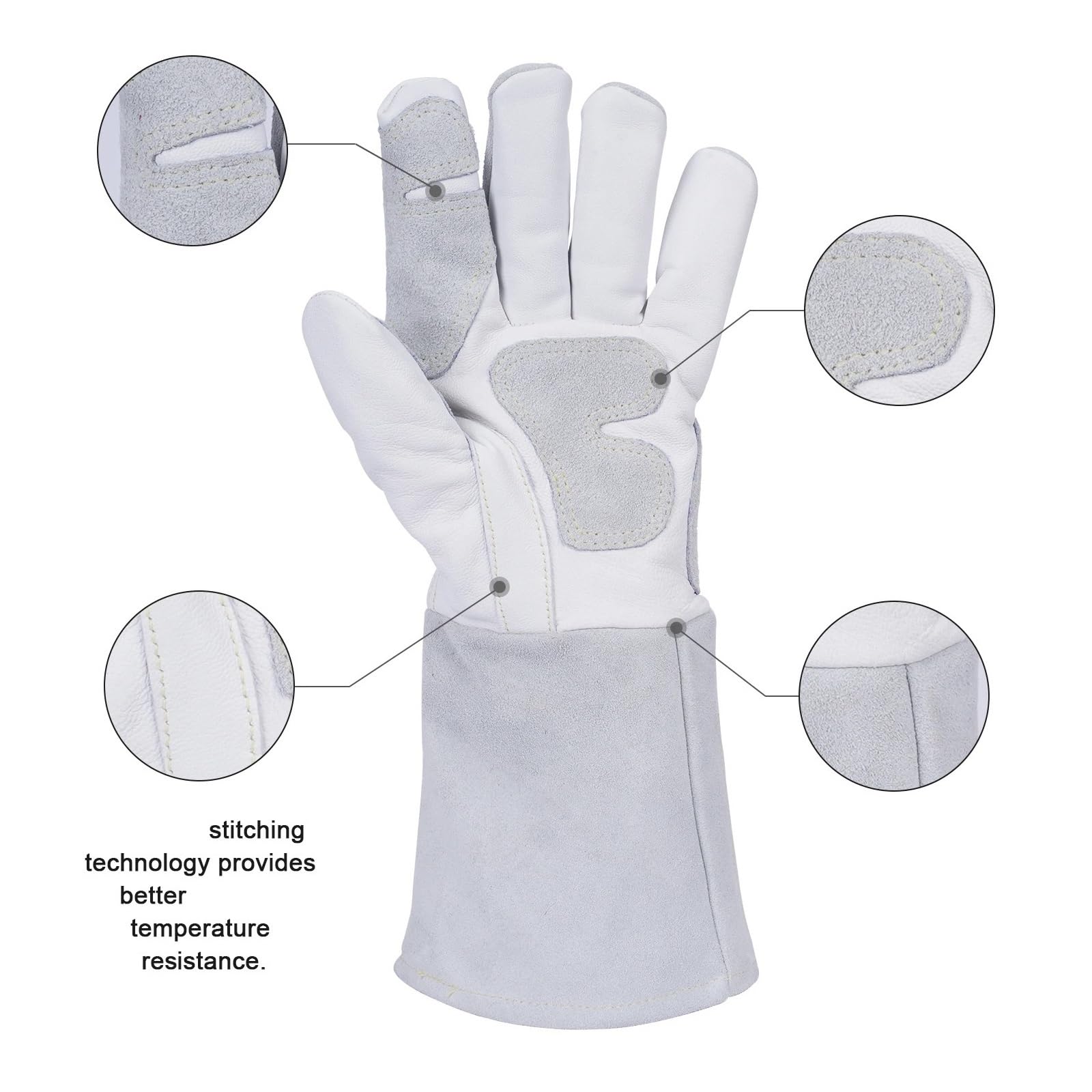 Guanti Saldatura Guanti da saldatura resistenti al calore for barbecue/manipolazione di animali con guanti saldatore a maniche extra lunghe