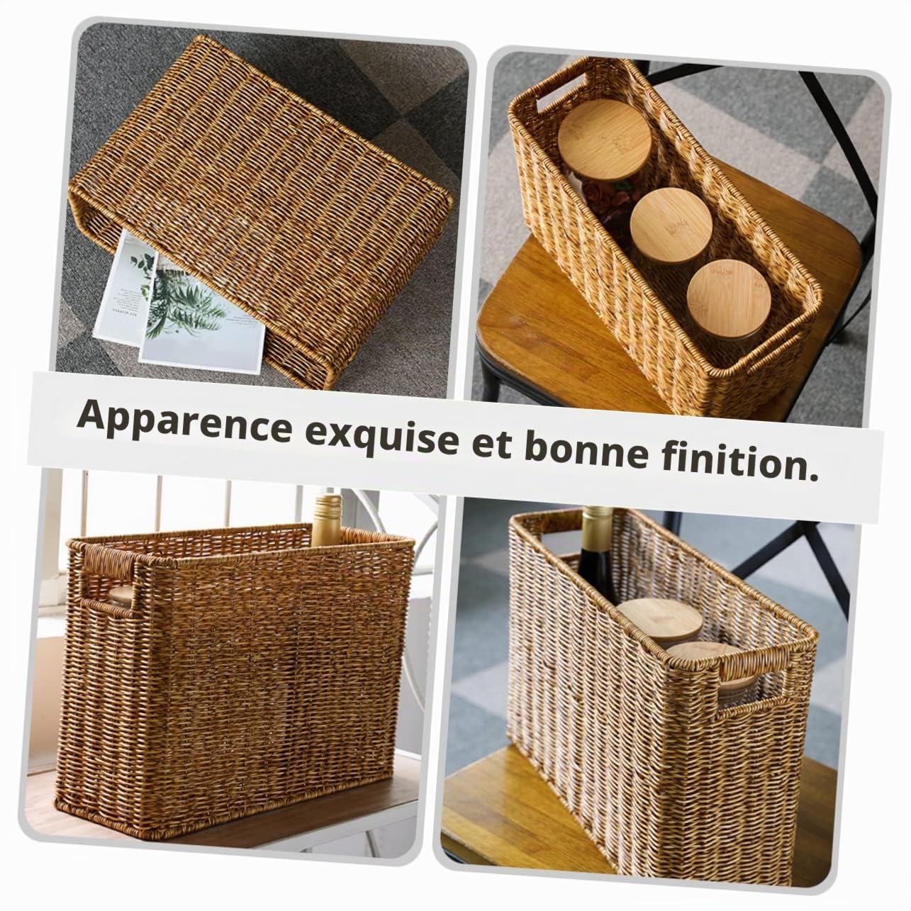 GANAZONO Panier À Revues En Osier Porte-revues Paniers à journaux magazines Panier De Livres Porte-Journaux Organisateur Boîtes de Panier en Osier