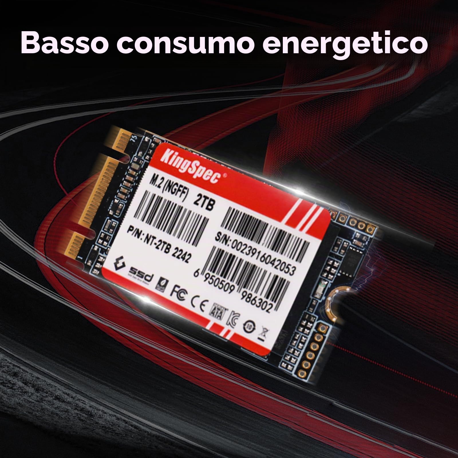 KingSpec SSD M.2 2242 SATA III da 512 GB, non per slot NVMe | SATA3 6Gb/s, chiave B+M, fino a 550MB/s, unità a stato solido interne per aggiornamenti di computer portatili/desktop