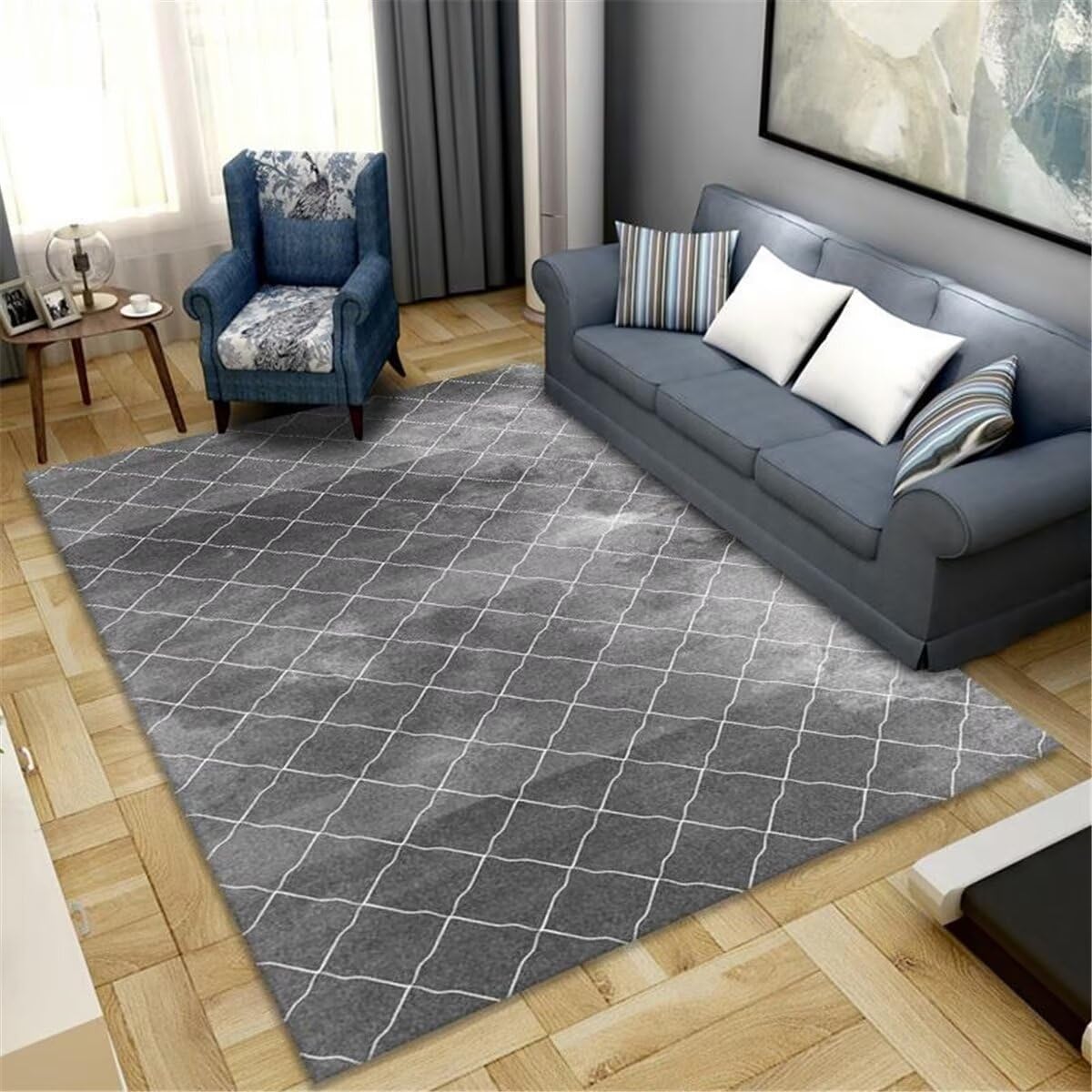 Bureau Deco Salon Tapis de canapé Gris Tapis de Salon Lavable Tapis de Maison Peut être personnalisé Chaise Chambre 200X260CM