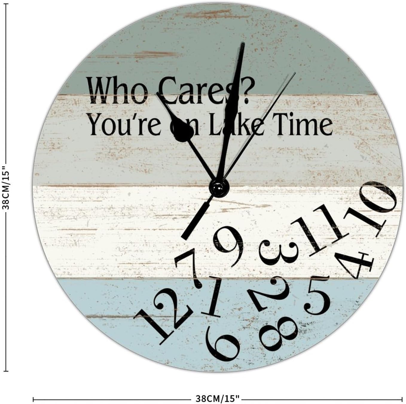 Non Ticking Silent Wall Clock, Rustic Farmhouse Style, 15 inch, Quartz Movement, Easy to Read, Battery Operated