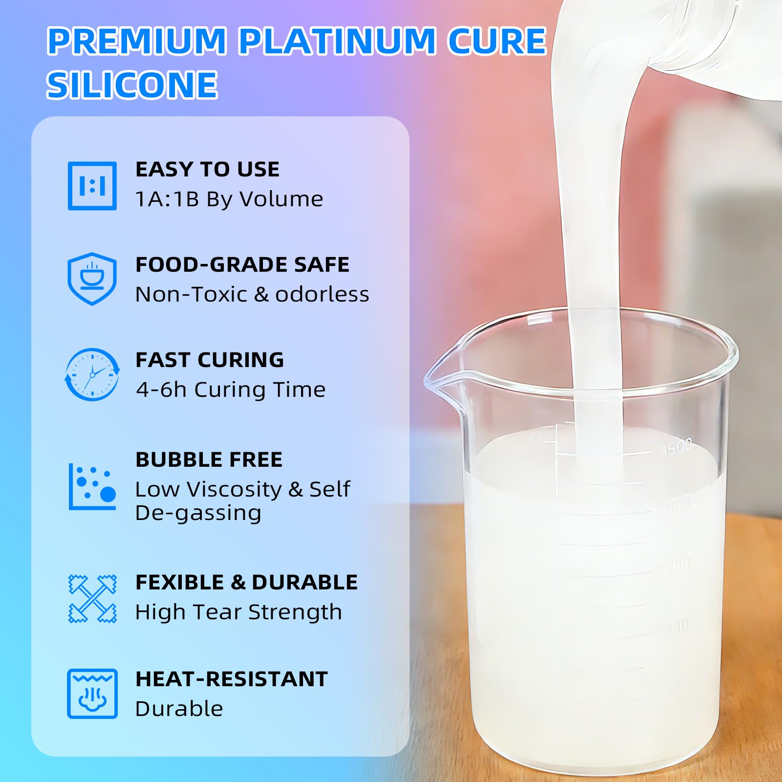 STARTSO WORLD Kit de fabricación de moldes de silicona 20A, goma de silicona líquida platino para hacer moldes, curado rápido y apto para alimentos, 80 onzas, ideal para moldear moldes de resina y