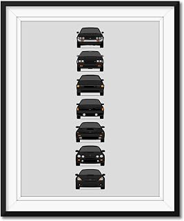 Toyota Celica Generations Inspired Poster Print Wall Art Handmade Decor of the History and Evolution of the Celica (Unframed)