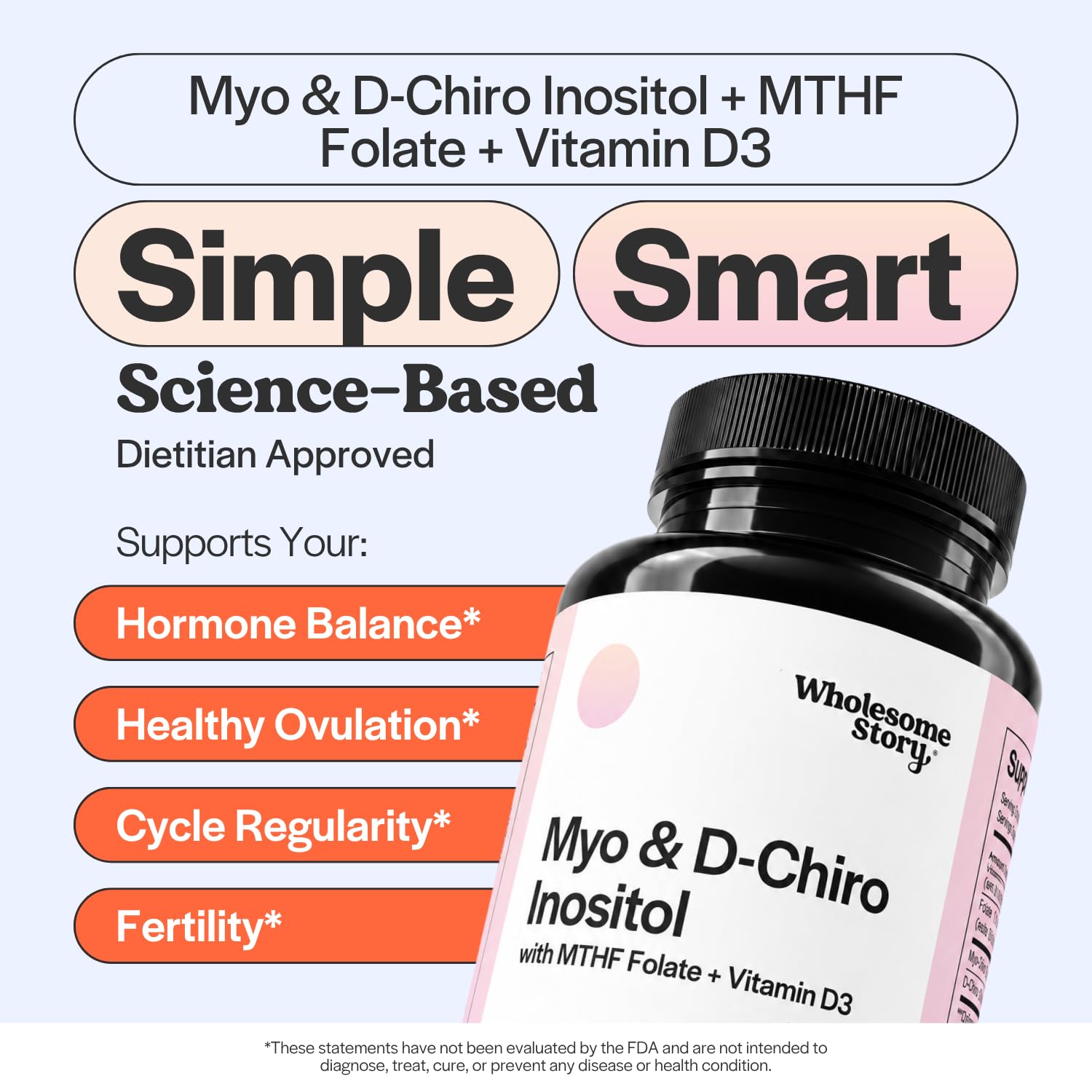 Myo-Inositol & D-Chiro Inositol Capsules with MTHF, Folate, Vitamin D| Support for Ovarian Function, Hormone Balance, & Homocysteine Levels | Fertility Supplements for Women | 40:1 Ratio — Amazon image 3