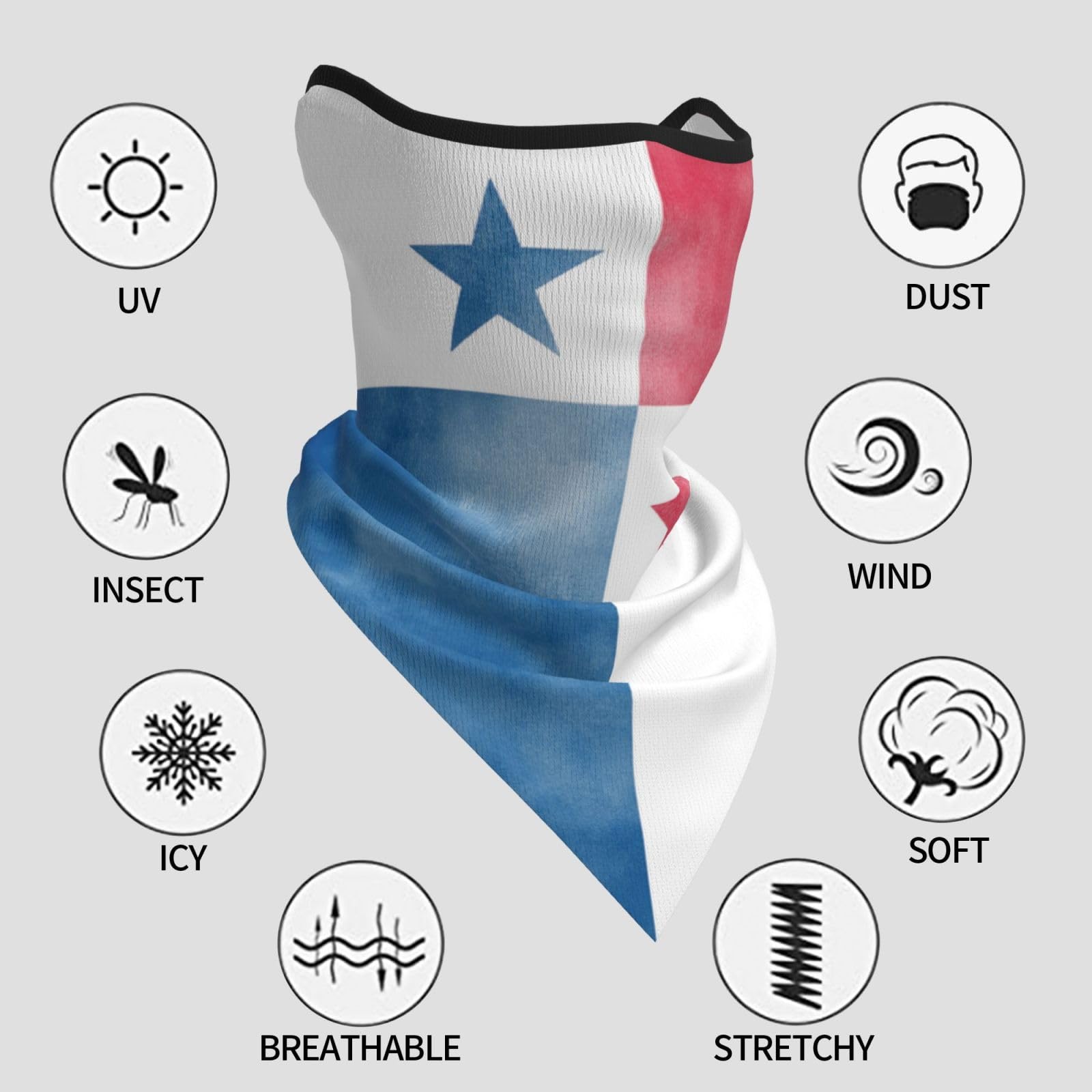 YNHXYFT Vintage Panama Flag Balaclava Headwear for Outdoor, Neck Gaiter Balaclava Bandana Scarf