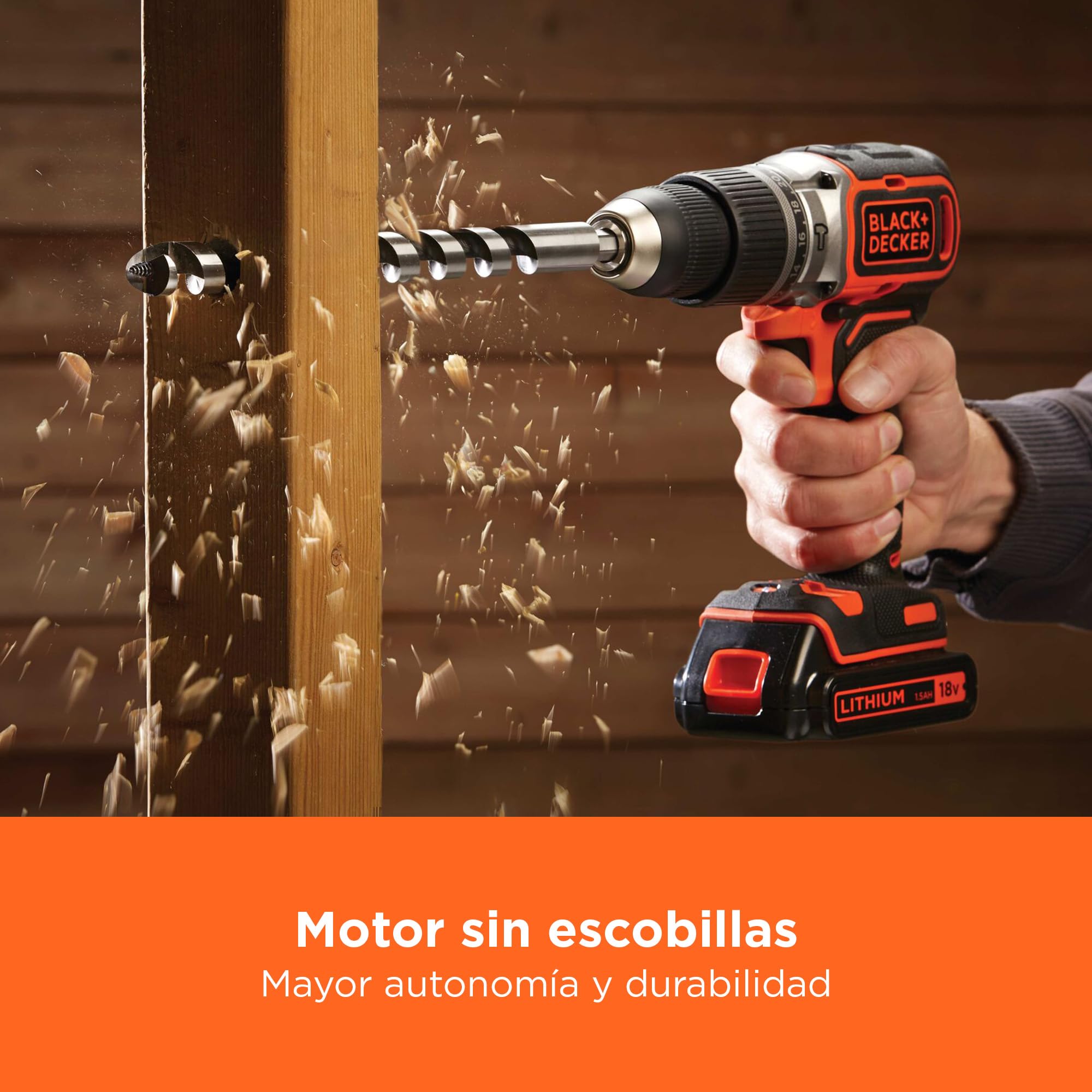 BLACK+DECKER Taladro percutor sin escobillas de 18V y 2 marchas, 28.000 BPM, 52Nm de par, incluye 2 baterías de 1,5Ah, cargador y kitbox, BL188KB-QW