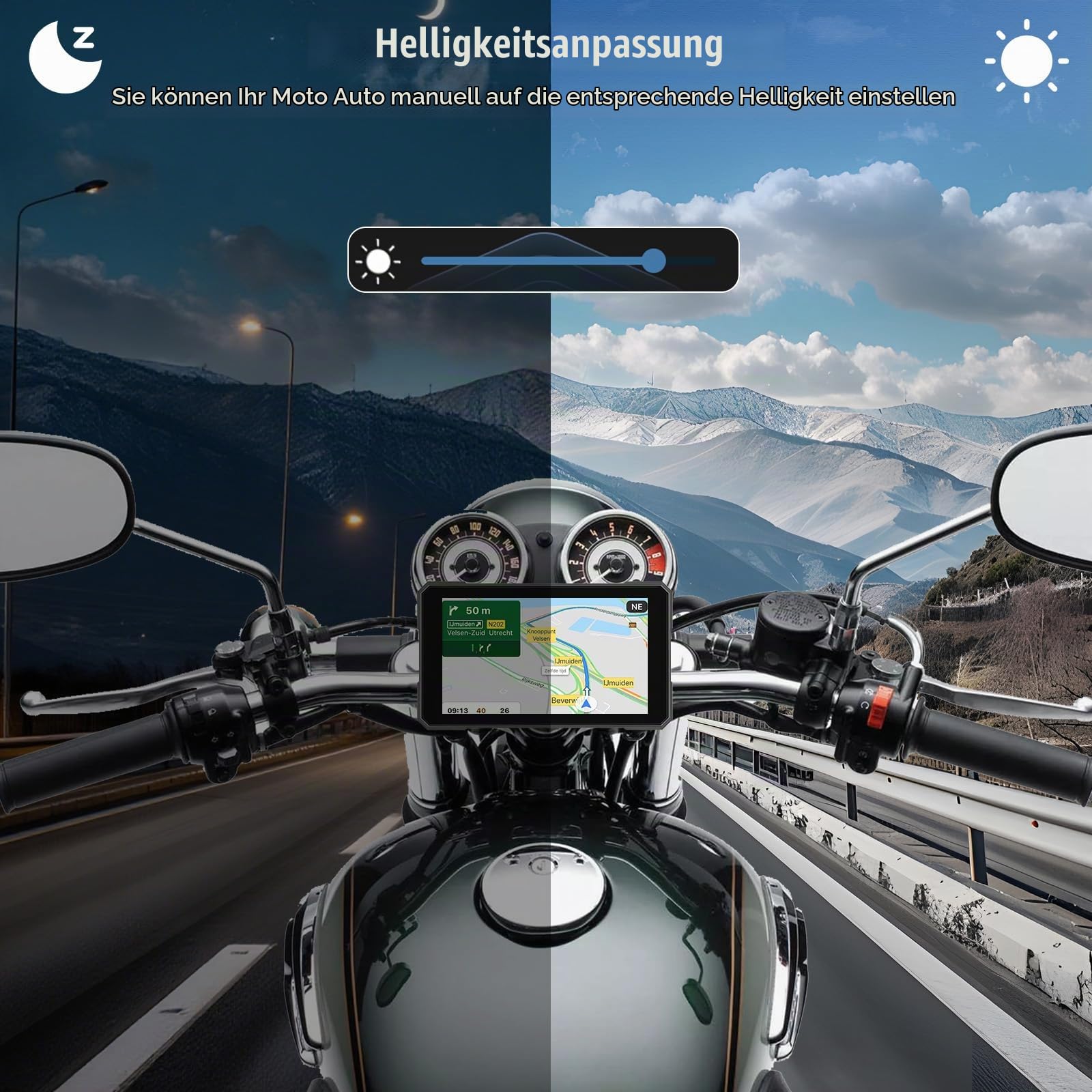 【2026 Upgrade】 CAMECHO Motorrad Wireless Carplay & Android Auto für Motorcycle,5 Zoll IP67 Wasserdichter HD Touchscreen für Motorräder mit Druckdetektion Navigation/Mirror-Link/Bluetooth/EQ
