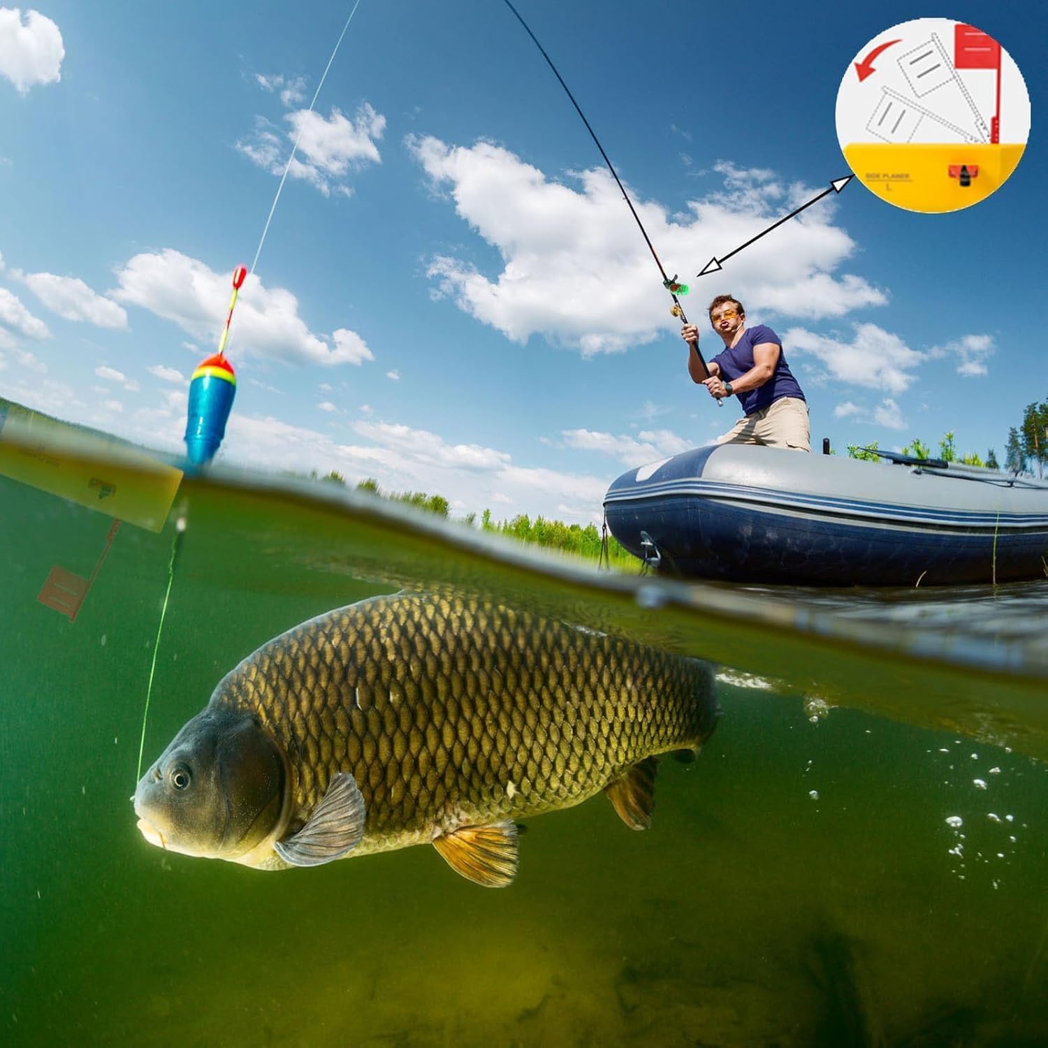 Planer Board for Fishing, Fishing Tool Fishing in Line Side Clip Medium Side Planer Board Quick Grip Snap Release for Trolling Boat Fishing Towing, Inshore Offshore Trolling Dragging