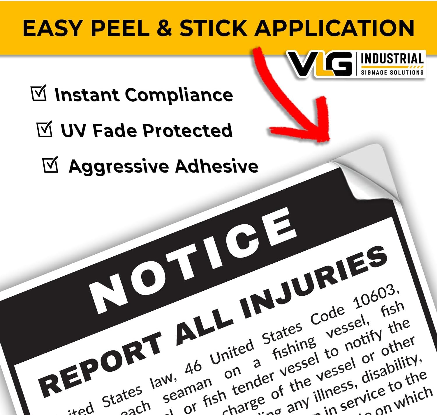 USCG Vessel Injury Report Placard – Commercial Fishing Vessel Compliance Notice Sign – Waterproof Marine Vinyl Safety Label – 5.5” x 7.5” image 3