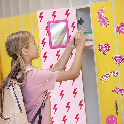 Miniatura 6 de Ctosree El kit de accesorios para casillero de 18 piezas incluye papel tapiz magnético, espejo, alfombra, pizarra blanca, marcador de borrado en