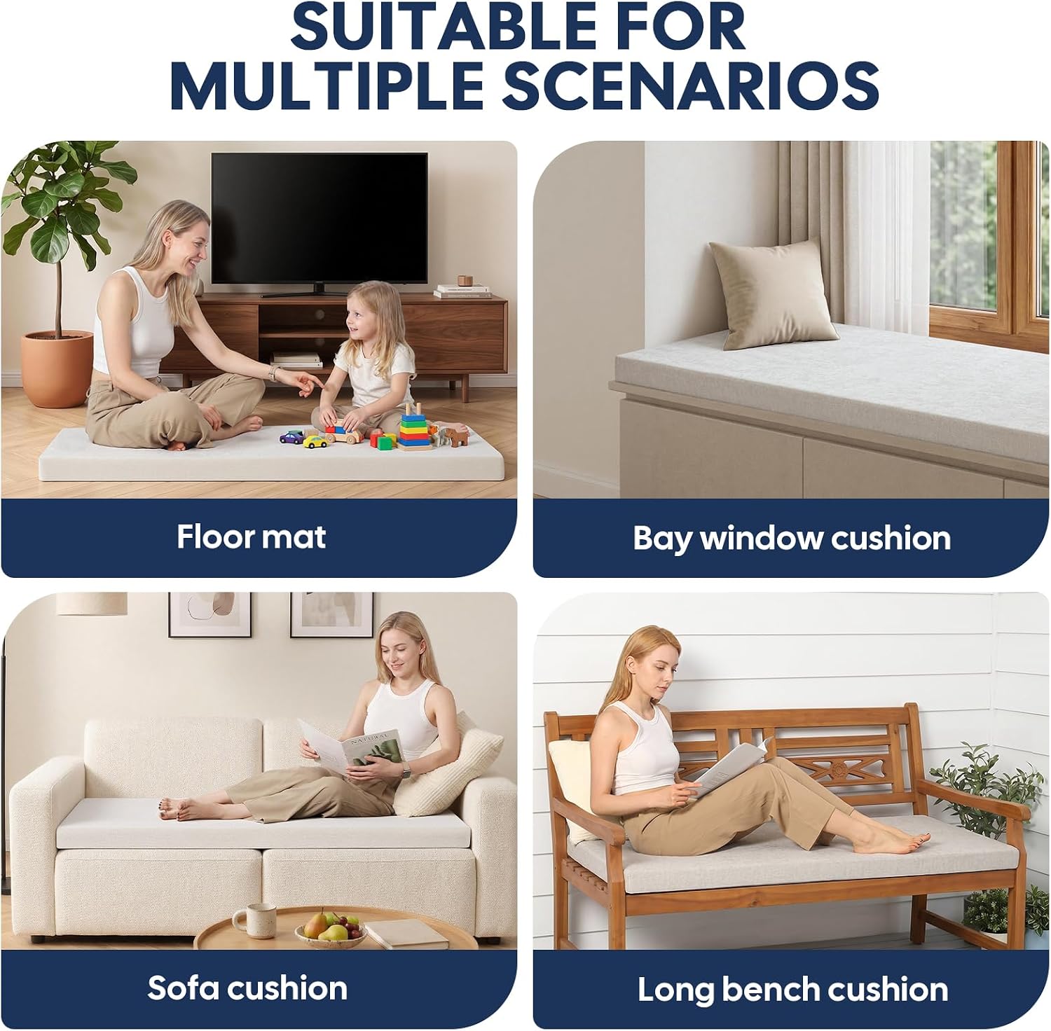 idee-home Sofa Topper Pad for Couch Cushion Support 59 x 27.5 in