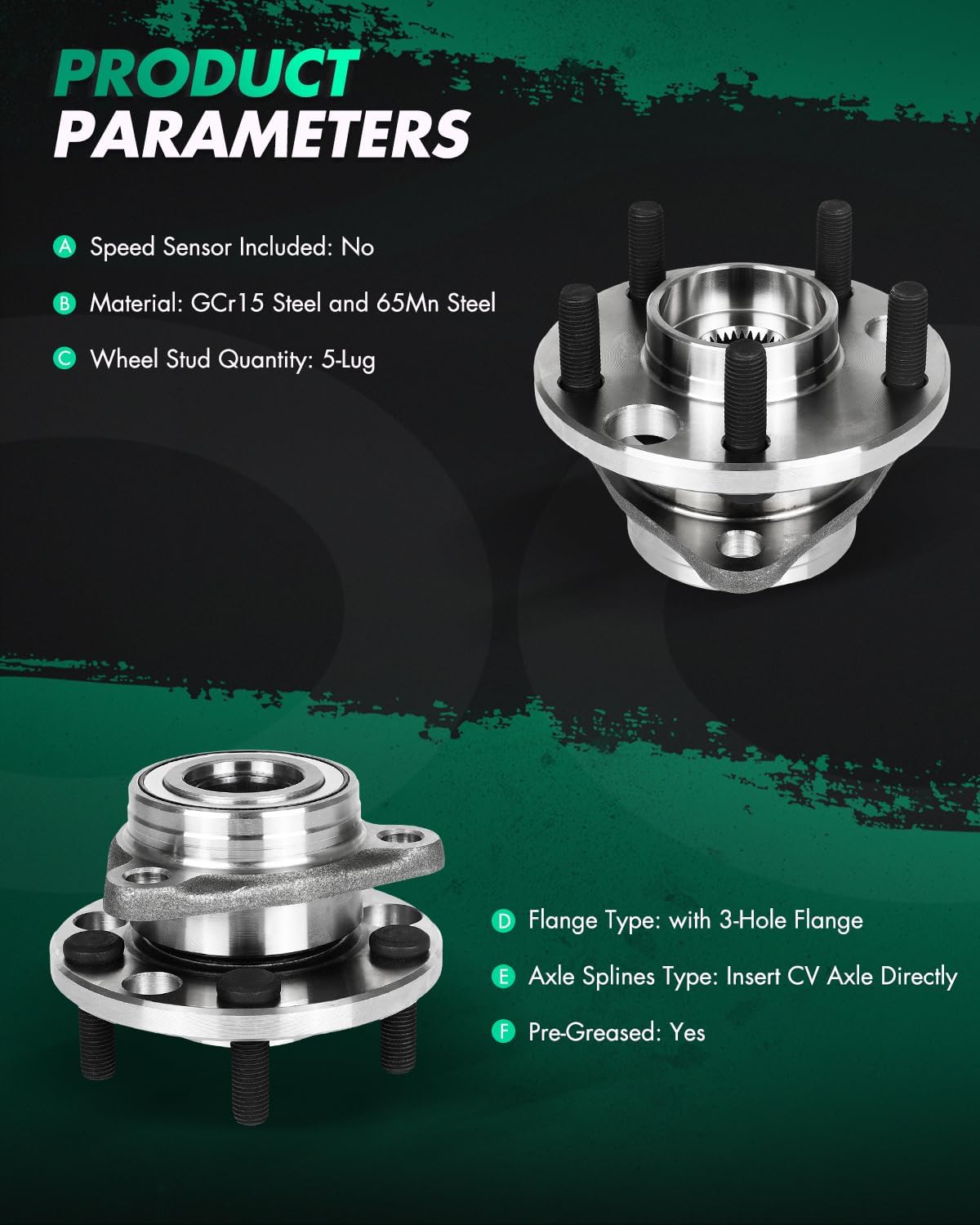 SCITOO Pair Front Wheel Bearing and Hub Assembly 1984-2005 Achieva,Beretta