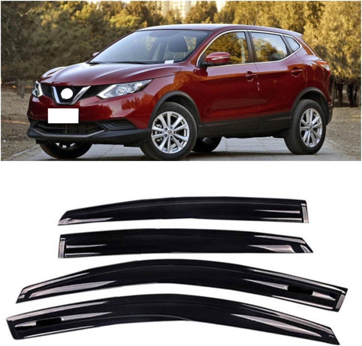 4-częściowe deflektory wiatru do Nissan Qashqai 2016-2017, poprawiają komfort jazdy, utrzymują wentylację samochodu w deszczu
