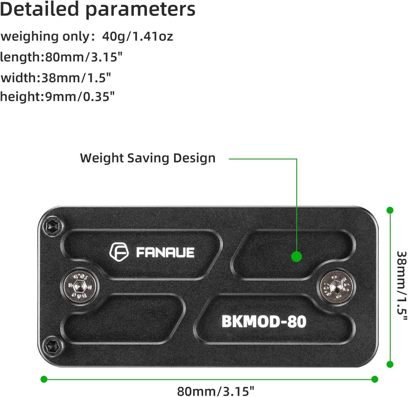 FANAUE Keymod Rail Tripod Plate Adapter Mount with Safety Stop Screws,for Tripod Ball Head Ballhead,Compatible Arca Swiss RRS Dovetail - Image 3