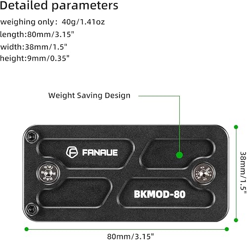 Miniatura 3 de FANAUE Keymod Rail Soporte adaptador de placa de trípode con tornillos de parada de seguridad, para cabeza esférica de trípode, compatible con Arca