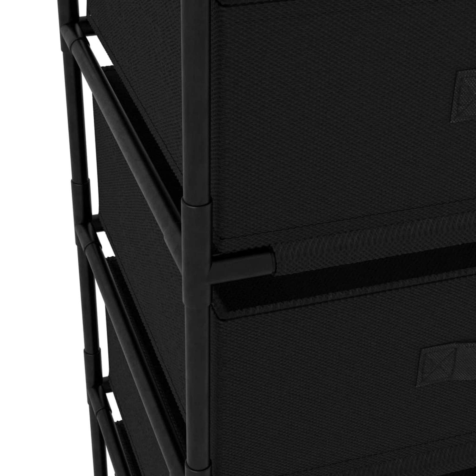 Armadietto con 4 Cestini in Tessuto Nero,Cassettiera,Mobiletto da Camera da Letto o Soggiorno,Mobile Moderno
