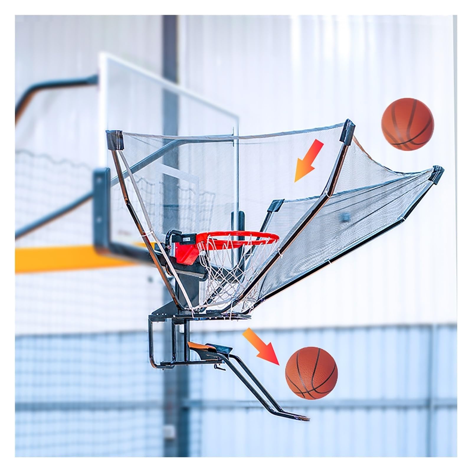 Retornador De Pelota De Baloncesto Fácil De Plegar con Canal Giratorio De Retorno De Tiro, Equipo De Entrenamiento De Reboteador De Baloncesto, For Eficiencia En El Entrenamiento De Tiro