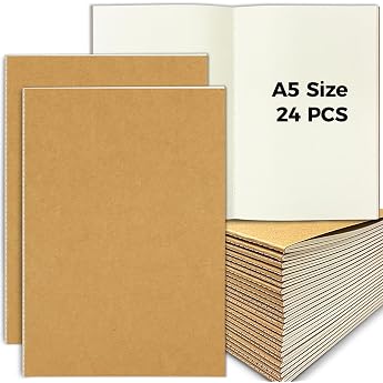 A5 Blank Notebook Pack of 24 Blank Notebook 60 Pages Kraft Paper Notebook