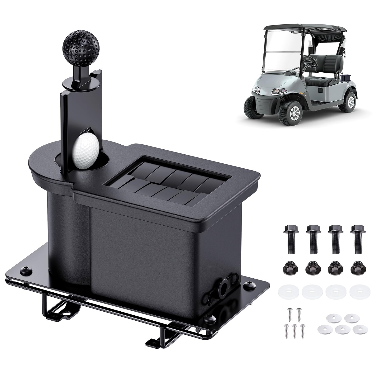 Drive-up Golfwagen-Ball-Unterlegscheibe und Schlägerreiniger-Set, Golfball-Unterlegscheibe und Golfschlägerkopfreiniger für EZGO RXV Gas- und Elektro-Golfwagen, Fahrerseite, OEM 603836