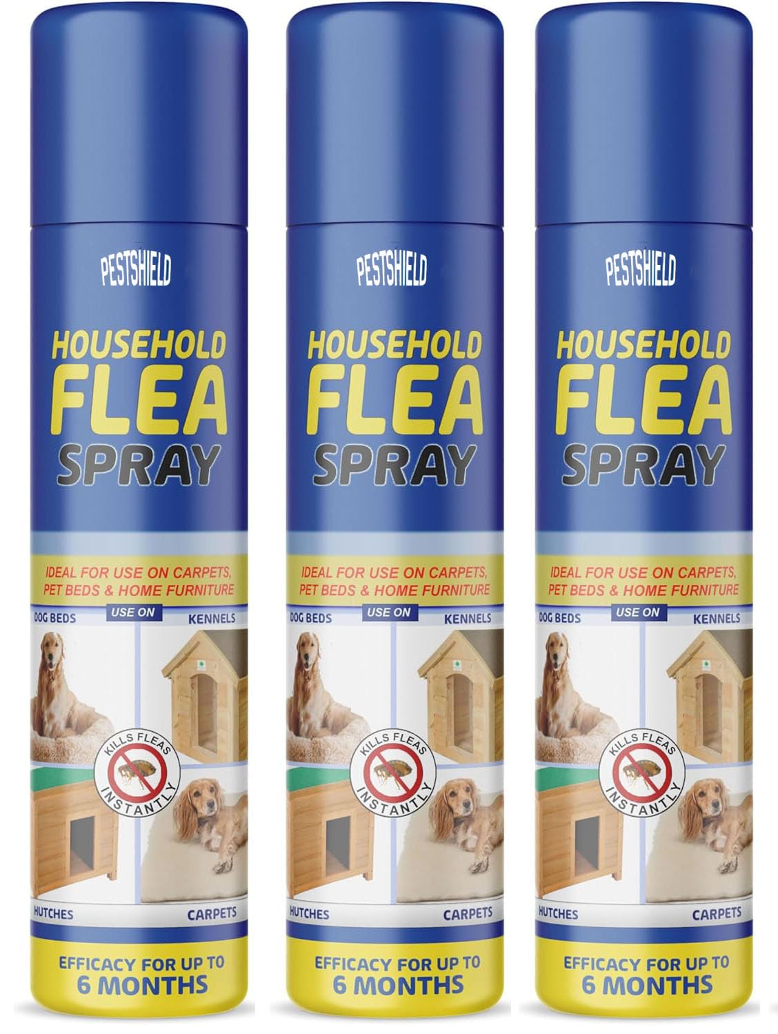 Flea Spray Flea & Larvae killer Cat Dog Pets Bed Carpet Home 200 ml cans (3 X cans)