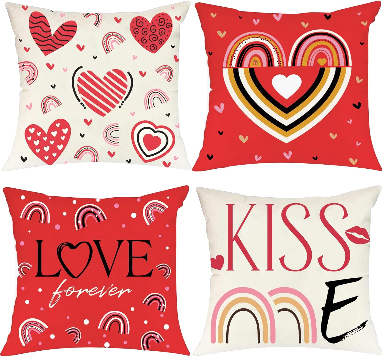 XLSXEXCL Valentines Day Pillow Covers, 4 Set 18X18 inch