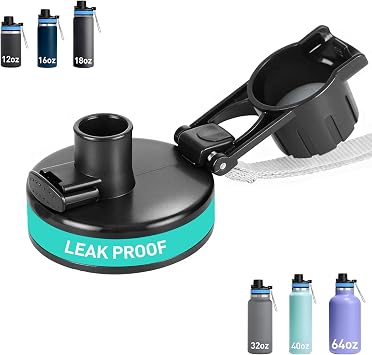 Flip Lid for Hydro flask Wide Mouth 12, 16, 18, 32, 40, 64 oz Water Bottles, Spout Lid for Hydroflask, Thermoflask and Other Sports Water Bottles with Button Lock, Easy Carry, Leak Proof