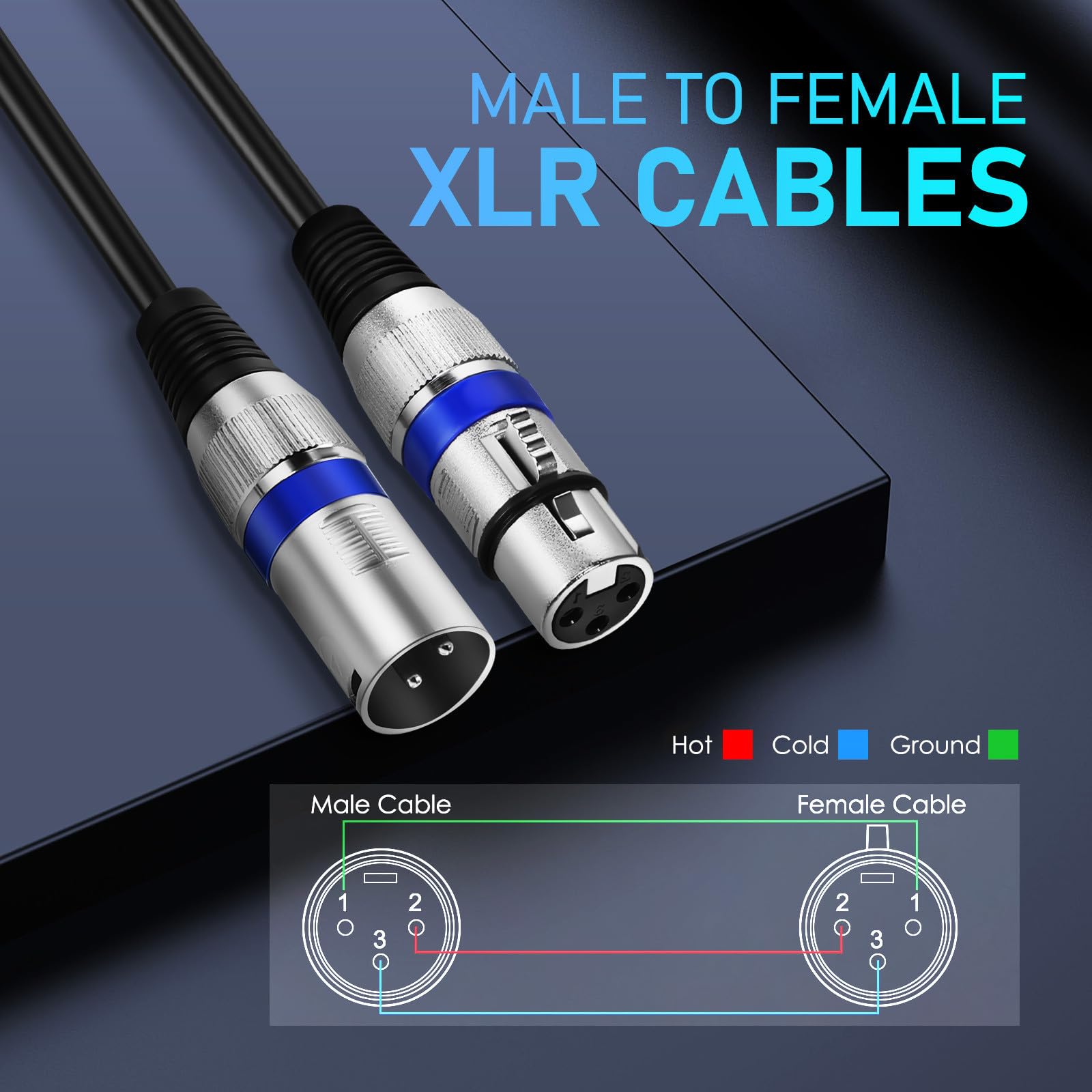 6 Cables de Micrófono Xlr Balanceados Macho a Hembra de 1,5m Construcción Robusta y Cobre para Uso Profesional en Conciertos y Altavoces