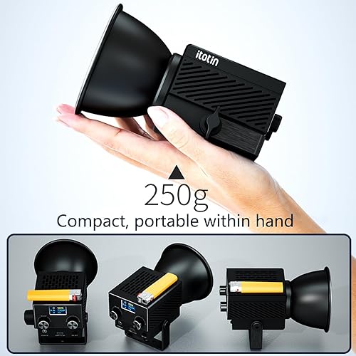 Miniatura 2 de Luz de video LED bicolor, iluminación de salida continua COB portátil de 60 W, CRI96, TLCI97, control de aplicación 2.4GBT, fuente de alimentación