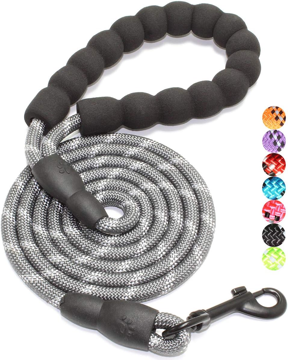 BAAPET 4/5/6 FT Strong Dog Leash with Comfortable Padded Handle and Highly Reflective Threads for Small Medium and Large Dogs (5FT-1/3'', Grey)