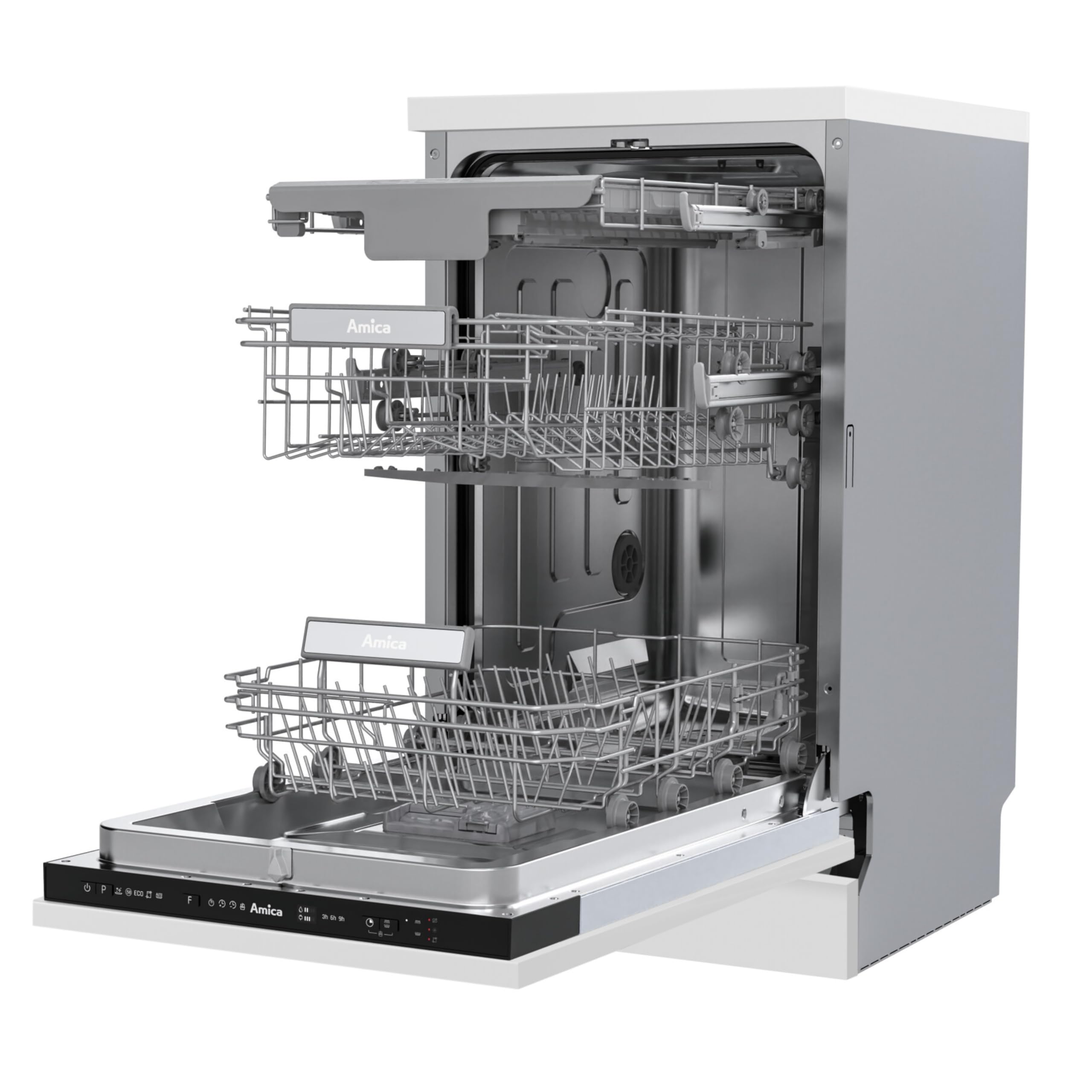 Amica EGSPV 584 900 Einbau-geschirrspüler / 10 MG / 3 Körbe /5Progr/ Auto/OpenDry/BlueDot/AQS /42dB/ Energieeffizienzklasse B
