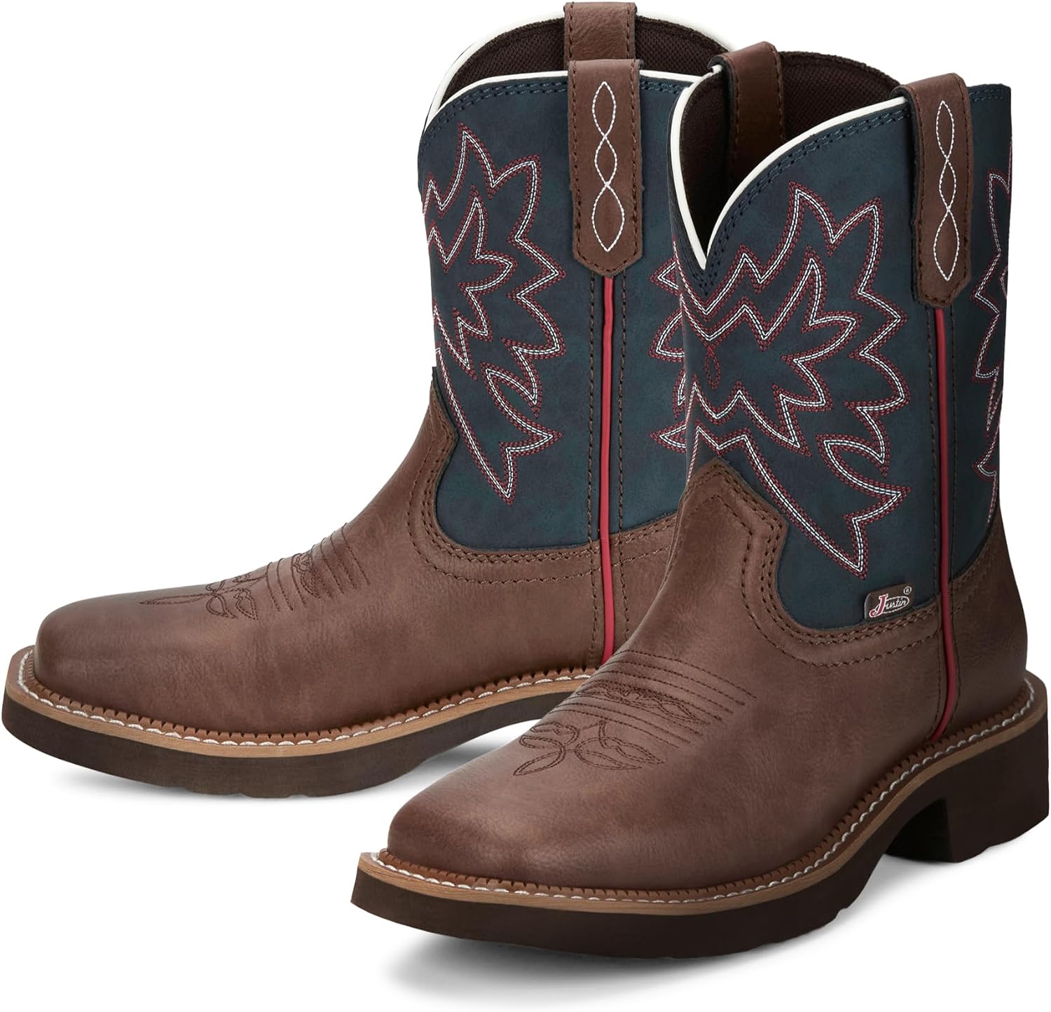 Justin Sunny 8” Cowboy Boots for Women - Gypsy Collection - Leather Women's Cowgirl Boots with Comfort Cushion Footbed and Non Slip Rubber Outsole