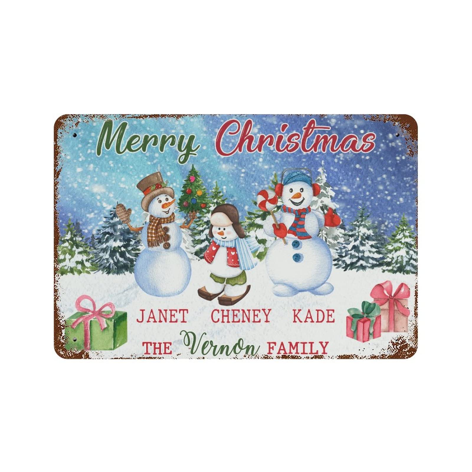 Panneau métal aluminium Noël bonhomme de neige plaque garage 30x45