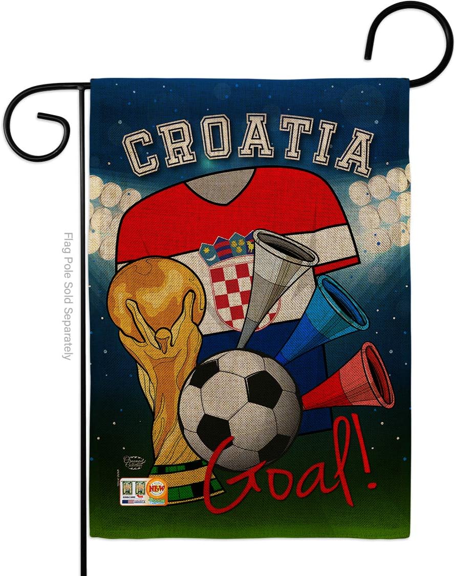 World Cup Croatia Soccer Burlap Garden Flag Sports Game Goal Ball Football Entertainment Activity Physical Small Decorative Gift Yard House Banner Double-Sided Made In USA 13 X 18.5