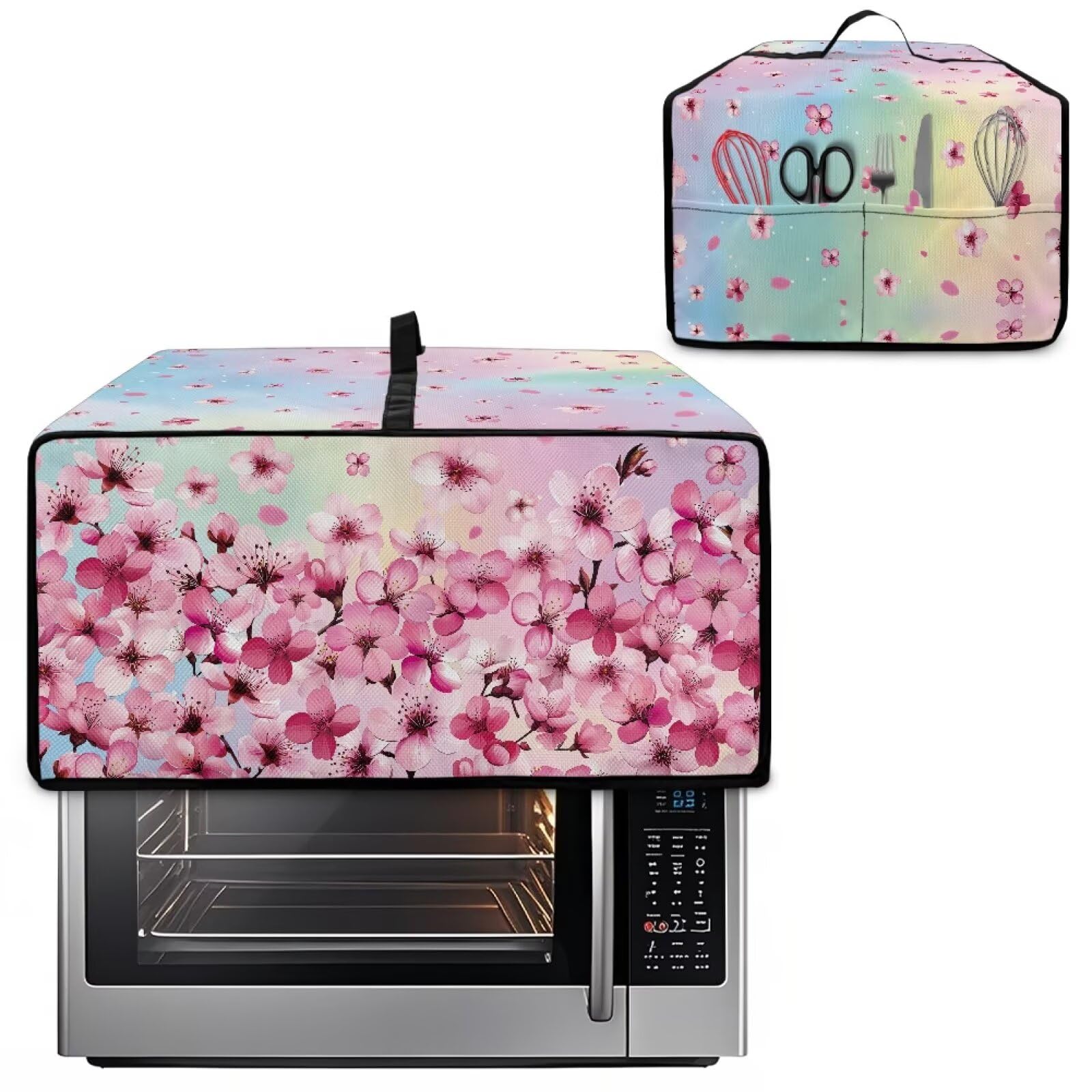 Cherry Design - Cubierta para horno tostador, cubierta ligera para hacer pan, resistente al calor, cubiertas universales para horno de microondas a prueba de polvo, para la mayoría de hornos 2