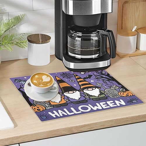 Vista 49 de Tapete de café para cafetera, máquina para cafetera, mesa, tapete absorbente de cuero para secar platos para encimeras de cocina, 18 x 12 pulgadas