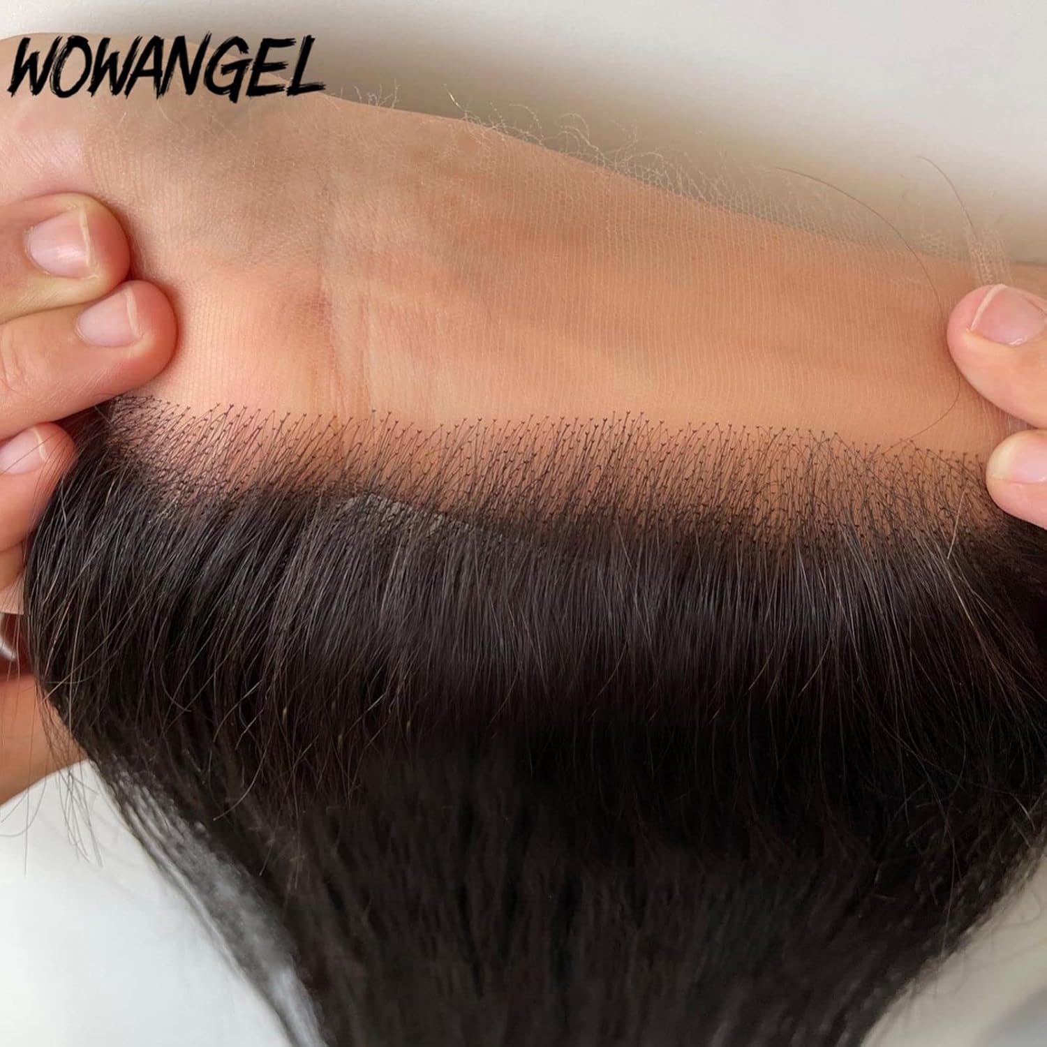 WOWANGEL 5x5 SKINLIKE Real HD Lace Closure Only, Melted Invisible Swiss HD Lace Virgin Human Hair Closure Bleached Knots Pre Plucked Straight 0.1mm Ultra Thin HD Film Lace Natural Black Color 18 Inch