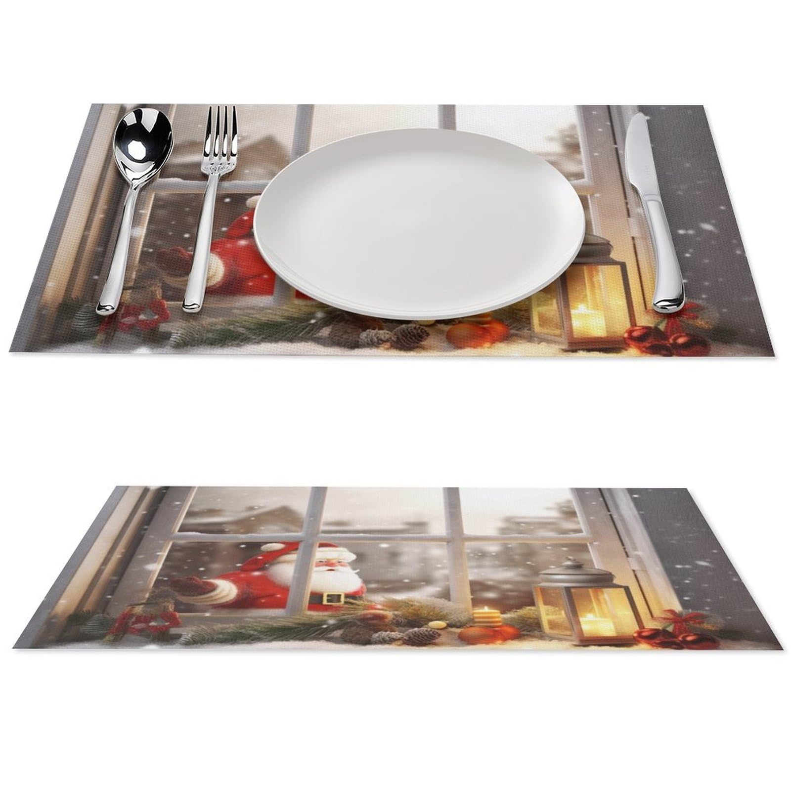 Sets de table de Noël en PVC lavables et antidérapants pour repas de fête | Lot de 4