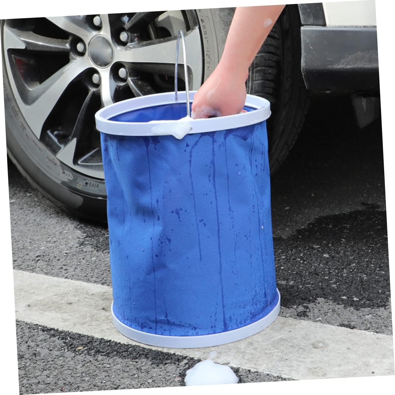 SOLUSTRE Large Capacity Collapsible Water Container Car Detailing Bucket Portable Auto Wash Outdoor Folding Design
