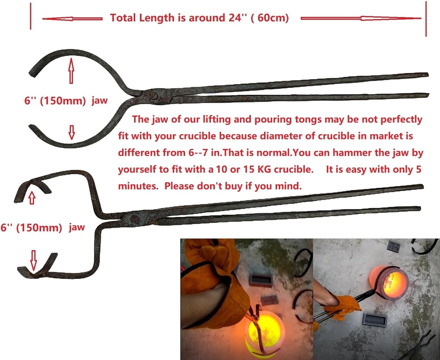 16KG(35LBs) Single Burner Propane Smelting Furnace Kit with Foundry Crucible Tongs Set for Melting Metal