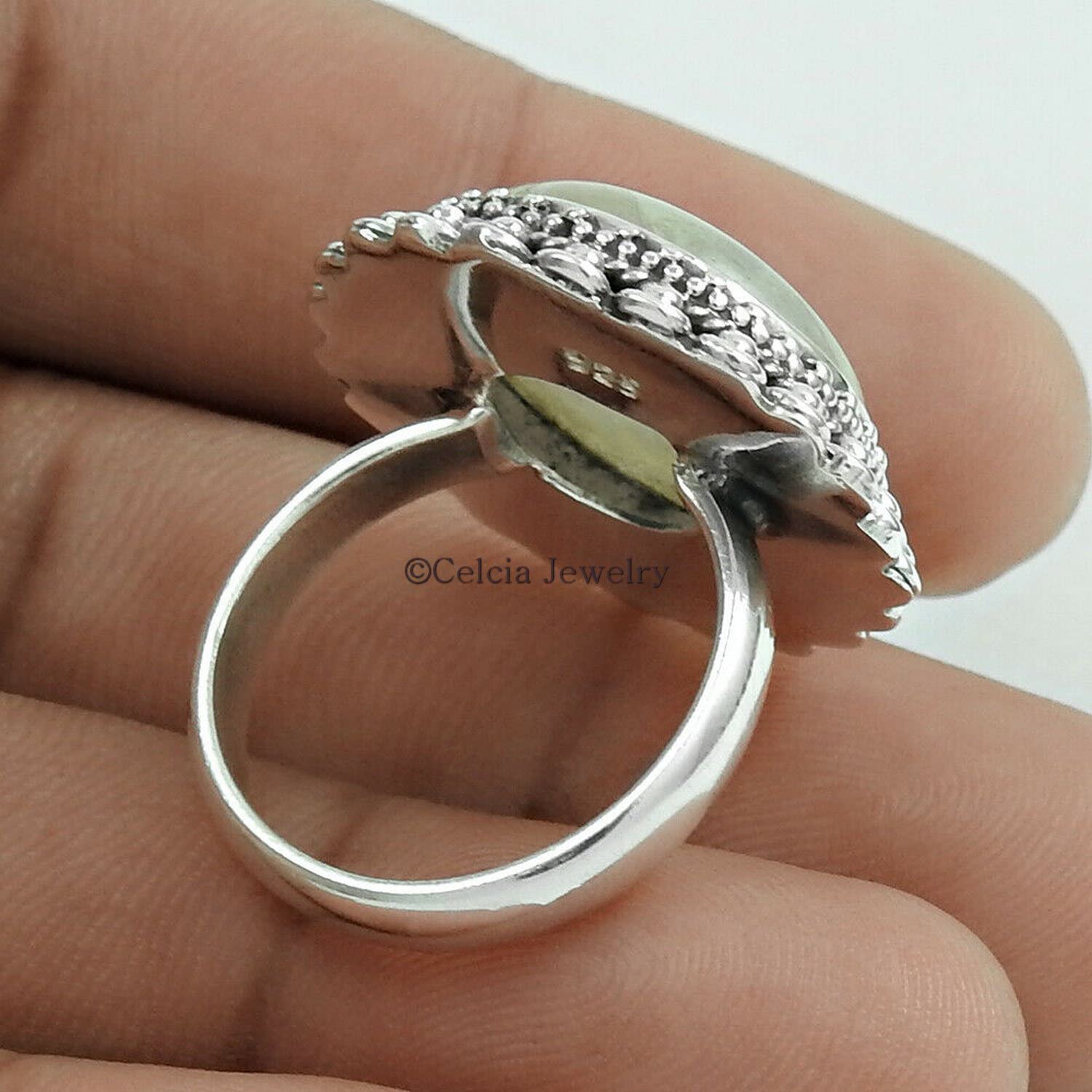 Anello in pietra di luna naturale, anello in argento sterling puro 925k, anello esclusivo per ragazze, anello solitario, anello regali dell'amicizia vintage di nozze per le donne