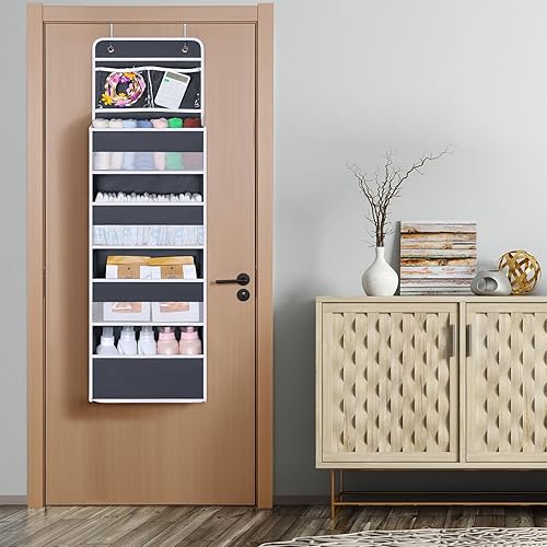 Vista 12 de Univivi Organizadores colgantes para colgar sobre la puerta, armario de guardería, armario de almacenamiento para bebés con 4 compartimentos Beige