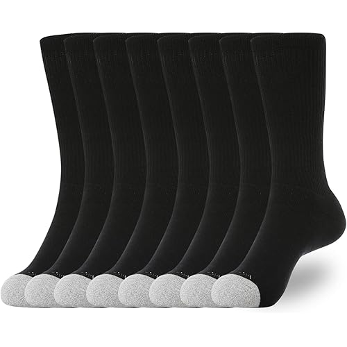 WANDER Women's Athletic Crew Socks 8 Pairs Cushion Running Socks for Women Sport Wicking Cotton Socks 7-10/10-14