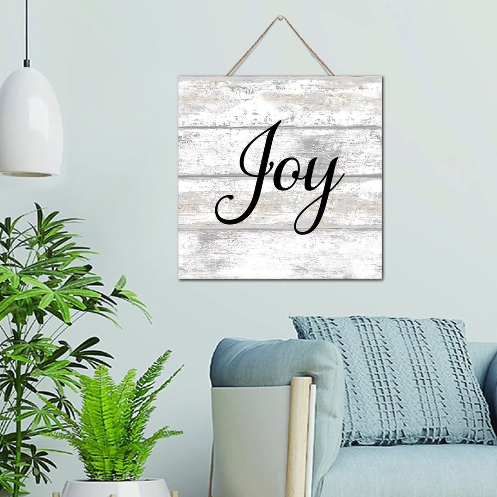 Plaque murale en bois Joy de 30,5 cm pour salon et bureau