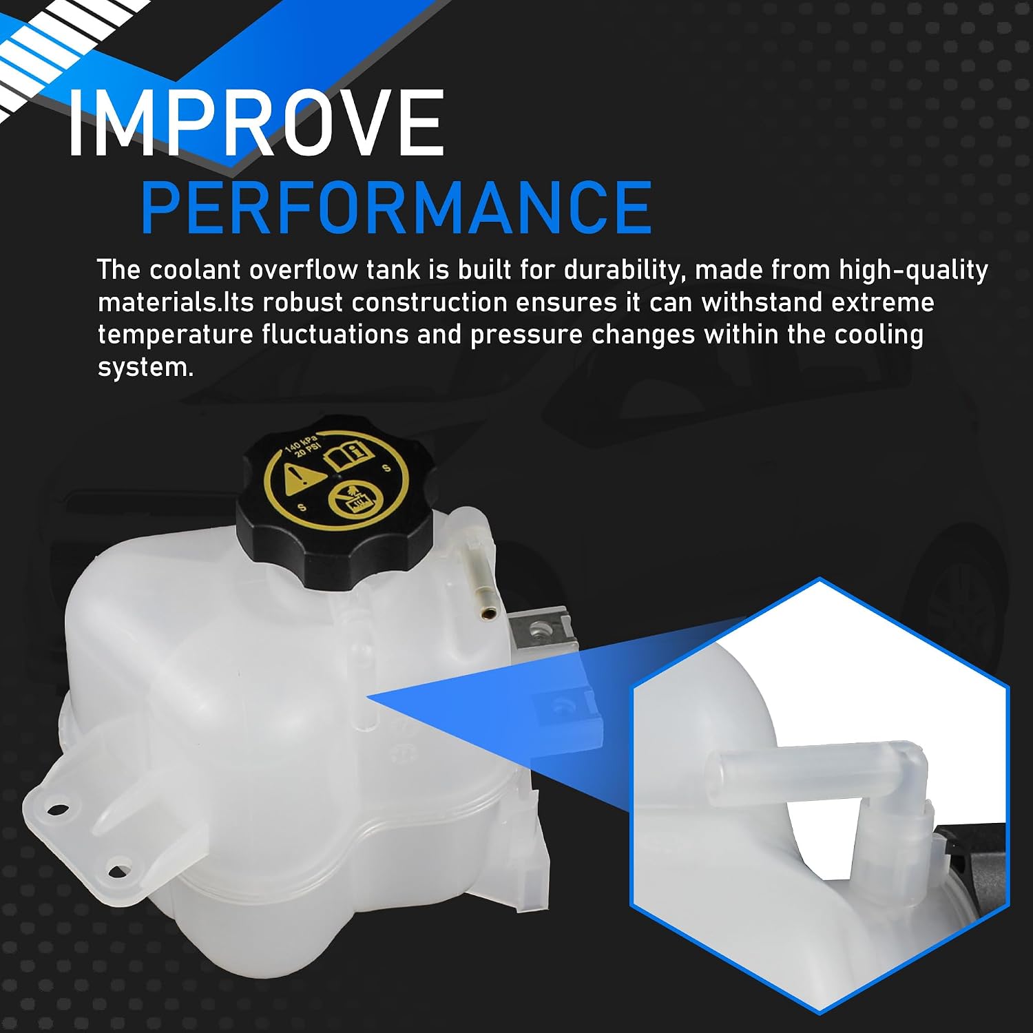 Engine Coolant Expansion Reservoir Tank With Cap Replacement Compatible With 2013 2014 2015 Chevrolet Spark 1.2L Radiator Recovery Tank Replaces 95352005 42620261 13502354 3014153 603-843